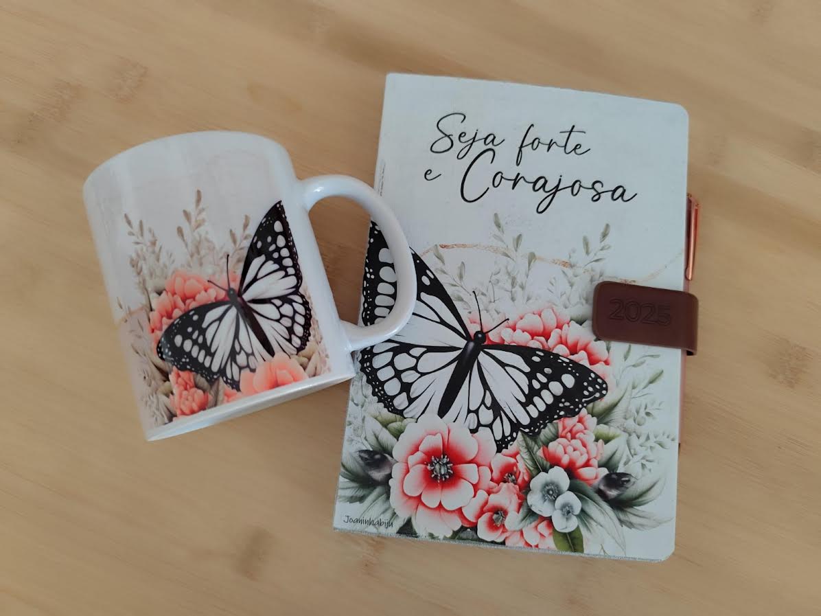 Caneca e Agenda com Caneta