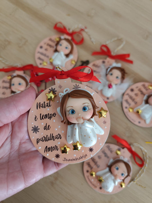 Bolas Personalizadas c/ Anjinho em Biscuit