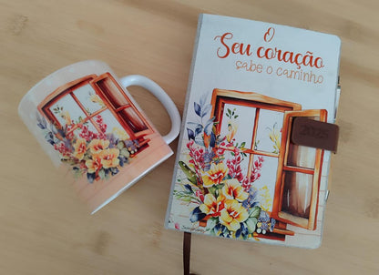 Caneca e Agenda com Caneta