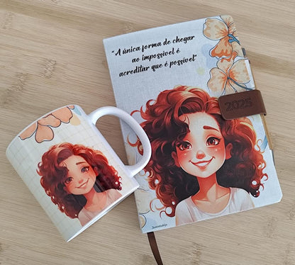 Caneca e Agenda com Caneta