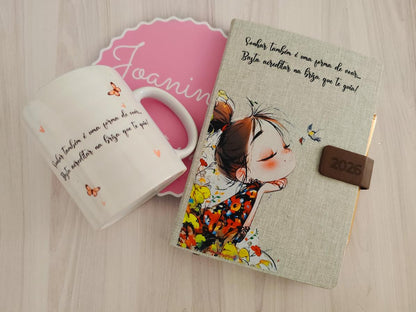 Caneca e Agenda com Caneta