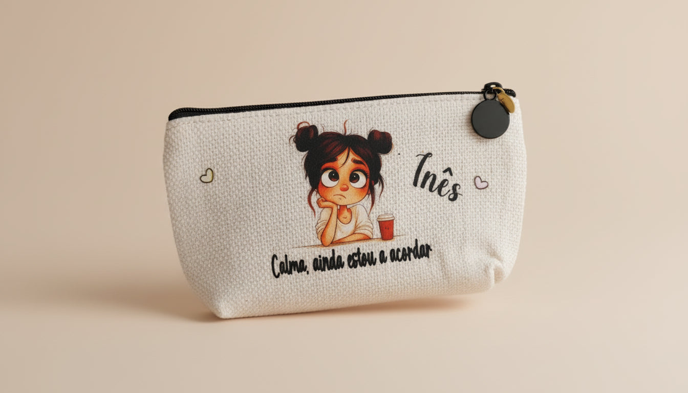 Necessaire Personalizada 10x15cm com Frases Divertidas, Bálsamo Labial e Espelho