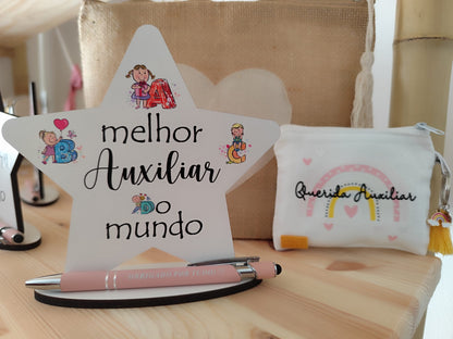 Troféu c/ Caneta Personalizada/ Educadora/ Professora/ Auxiliar