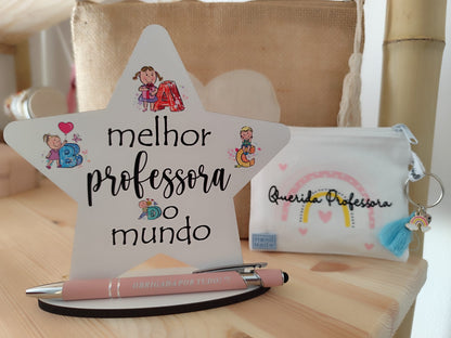 Troféu c/ Caneta Personalizada/ Educadora/ Professora/ Auxiliar