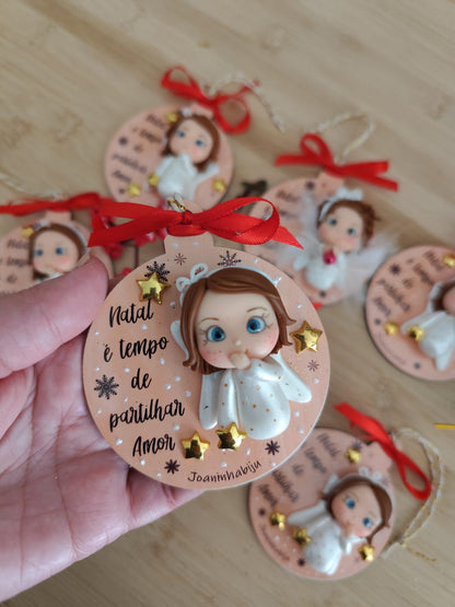 Bolas Personalizadas c/ Anjinho em Biscuit