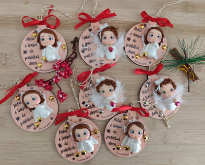 Bolas Personalizadas c/ Anjinho em Biscuit