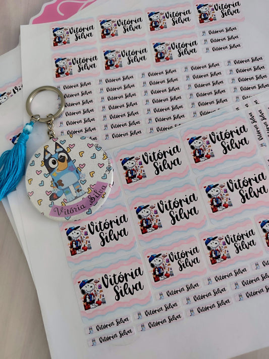 Conjunto c/ 170 Etiquetas e Identificador de Mochilas e Lancheira + Oferta crachá.